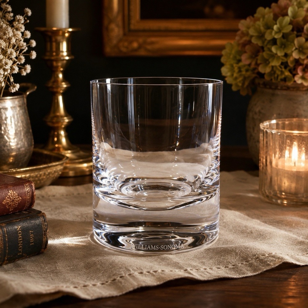 Williams Sonoma Double Old Fashioned Glass Heavy Base Clear Rocks Tumbler